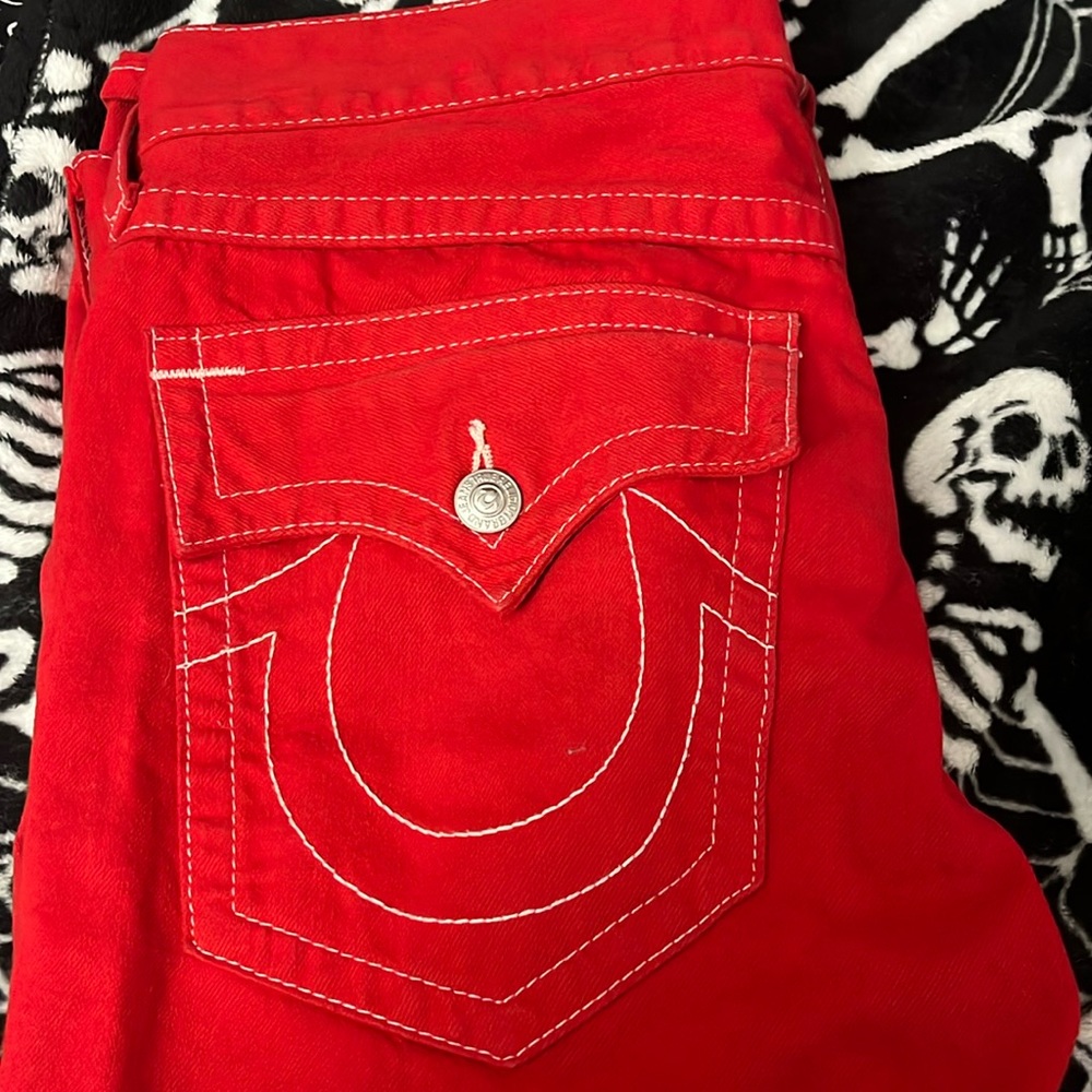 mens red true religion jeans